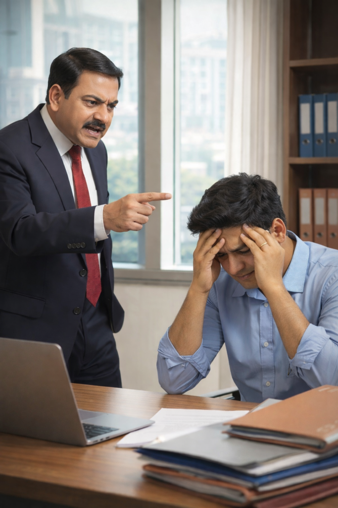 Boss scolding employee