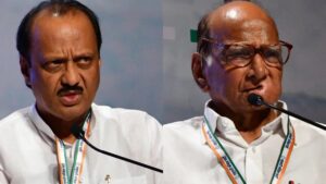 Ajit Pawar on Sharad Pawar Photo Banner :