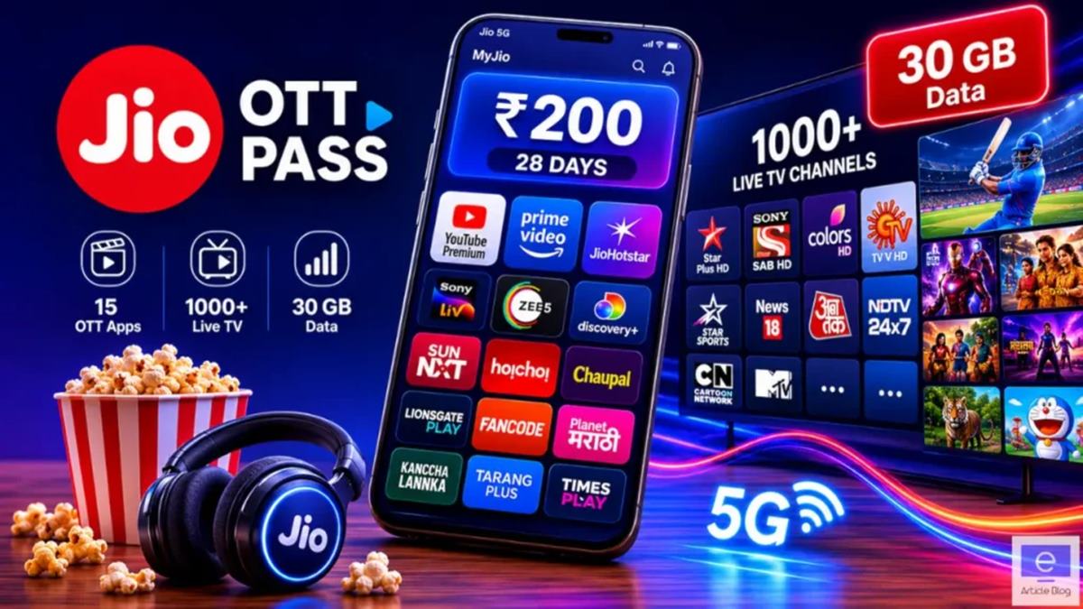 Jio OTT Pass Offer: जिओचा धमाका! फक्त 200 रुपयांत 15 ओटीटी आणि 1,000 टीव्ही चॅनेल्स; पाहा डिटेल्स
