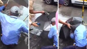 Mumbai Manhole Incident: पाहणी दौऱ्यातच बीएमसीचा कारभार उघडा! महापौर रितू तावडेंच्या समोरच पालिकेचा कर्मचारी मॅनहोलमध्ये कोसळला; व्हिडिओ व्हायरल